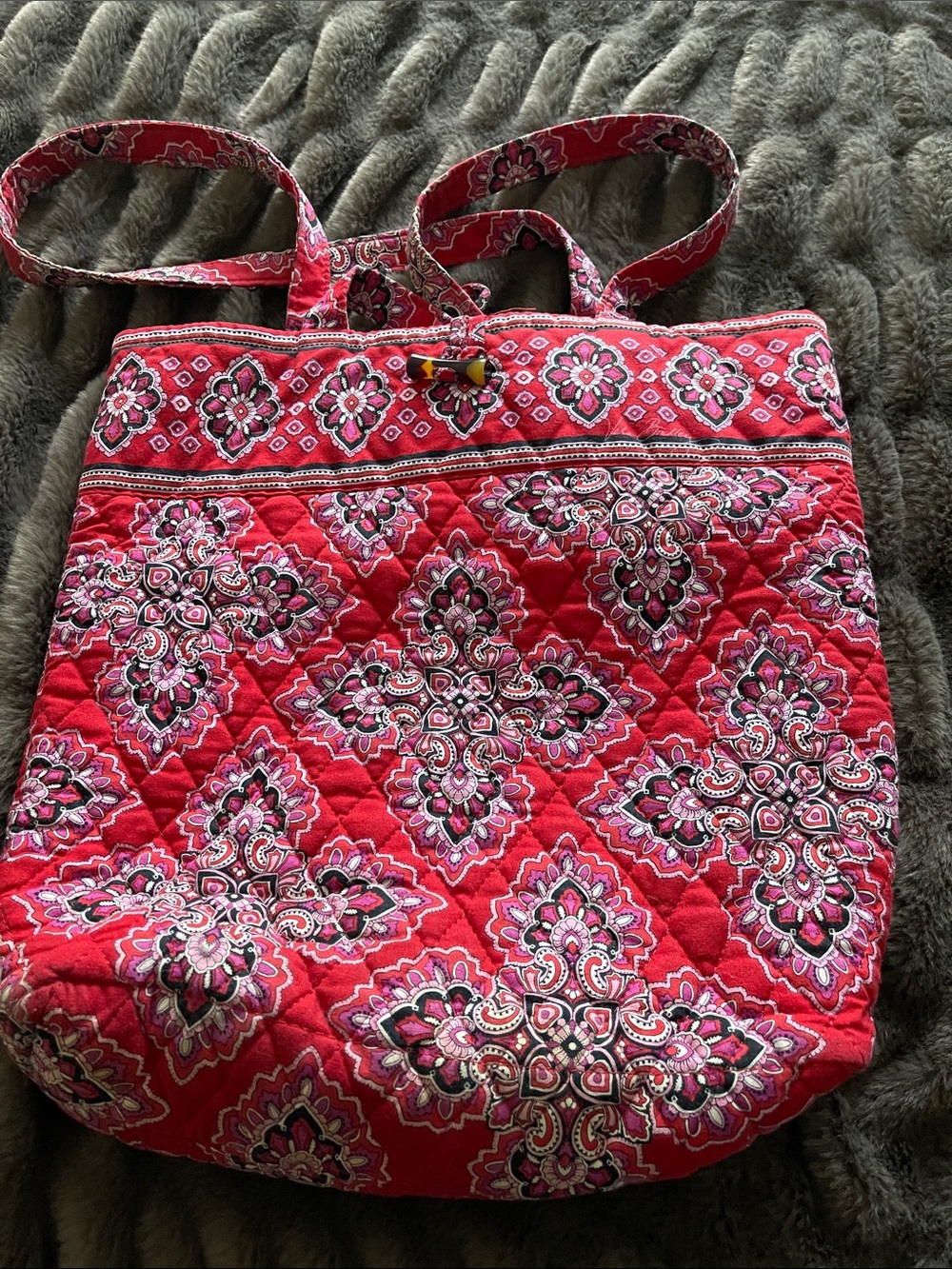 Vera Bradley Red Quilted Floral Medallion Tote